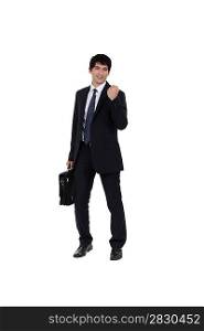 Successful businessman with briefcase