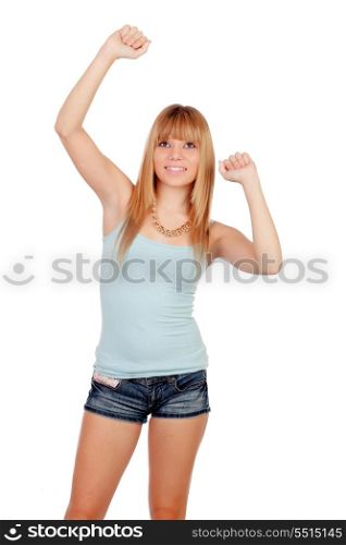 Successful casual girl isolated on a over white background
