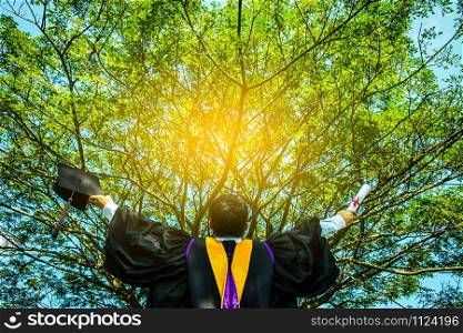 successful graduating student with nature background.