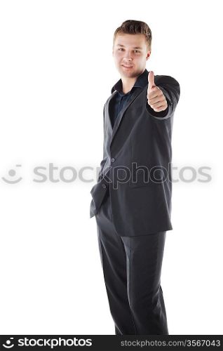 successful young businessman on white background