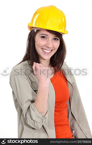 Successful young construction worker