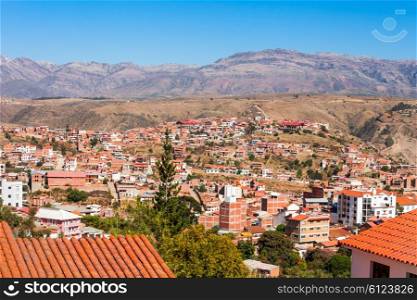 Sucre aerial view from La Recoleta Monastery viewpoint, Bolivia