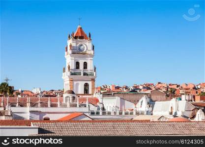 Sucre Cathedral is located on Plaza 25 de Mayo square in Sucre, Bolivia