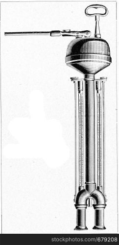Suction thermometer, vintage engraved illustration. From the Universe and Humanity, 1910.