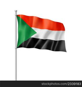 Sudan flag, three dimensional render, isolated on white. Sudan flag isolated on white