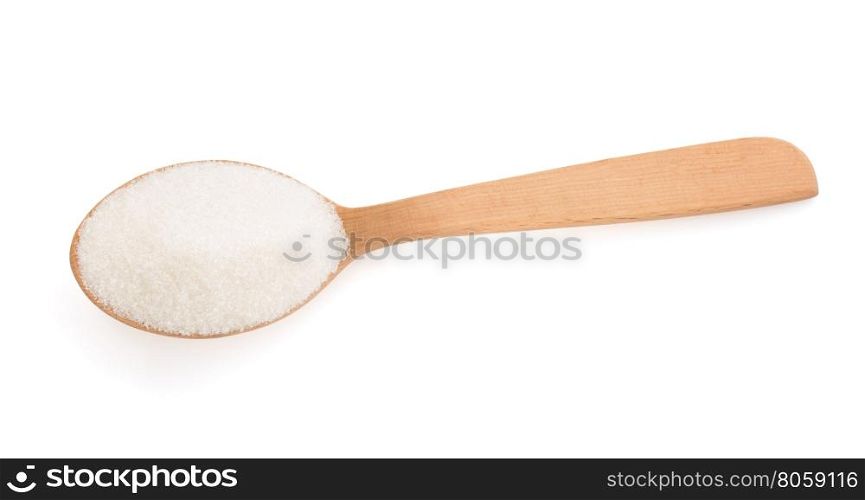 sugar and spoon isolated on white background