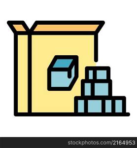 Sugar box icon. Outline sugar box vector icon color flat isolated. Sugar box icon color outline vector