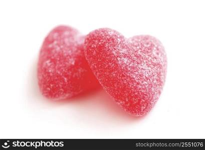 Sugar candy Valentine&acute;s hearts isolated on white background