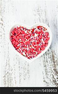 Sugar hearts in the plate - Valentine cake decorations