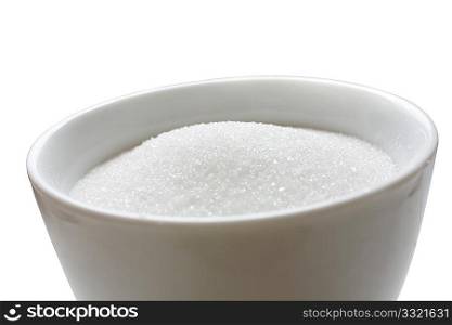 Sugar in a bowl isolated on white