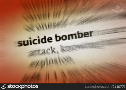 Suicide Bomber - A suicide attack is an attack upon a target, in which an attacker intends to kill others and/or cause great damage, knowing that he or she will either certainly or most likely die in the process.