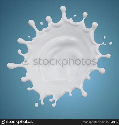 Suitable for use on food products, beverages milk or yogurt.. milk splashes isolated. 3D render illustration
