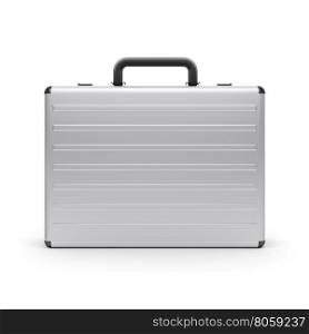 Suitcase. Metal suitcase isolated on a white background.