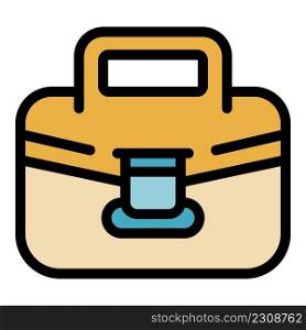 Suitcase office icon. Outline suitcase office vector icon color flat isolated. Suitcase office icon color outline vector