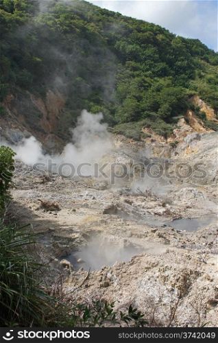 Sulphur Springs, volcano close to Soufriere, Saint Lucia, Caribbean