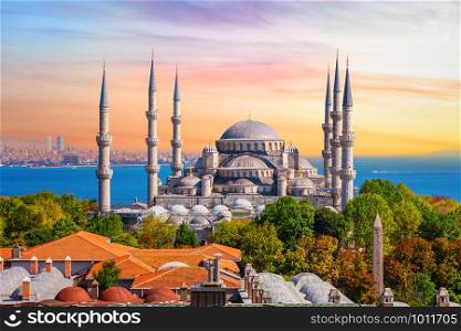 Sultan Ahmed Mosque or the Blue Mosque in Istanbul, one of the most famous Turkish sights.. Sultan Ahmed Mosque or the Blue Mosque in Istanbul, one of the most famous Turkish sights