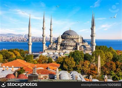 Sultan Ahmet Mosque, also known as Blue Mosque of Istanbul, Turkey.. Sultan Ahmet Mosque, also known as Blue Mosque of Istanbul, Turkey