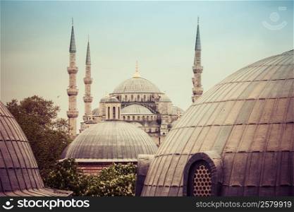 Sultanahmet Blue Mosque domes and minarets, Istanbul, Turkey