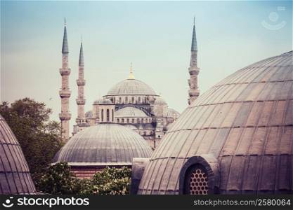 Sultanahmet Blue Mosque domes and minarets, Istanbul, Turkey