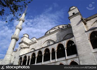 Sultanahmet mosque and blue sky with clouds