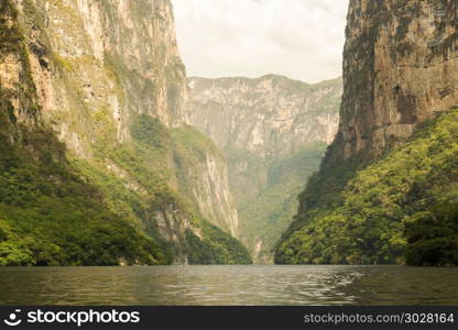 Sumidero Canyon Chiapas. Sumidero Canyon Chiapas, Mexico with massive canyon walls