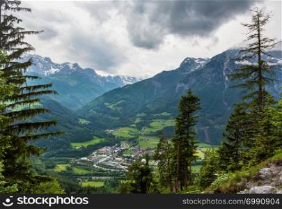 Summer Alpine country overcast view (Werfen, Austria)