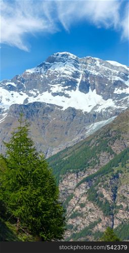 Summer Alps mountain plateau, Switzerland, near Zermatt