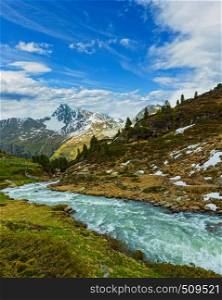 Summer Alps mountain stream on way to Kaunertal Gletscher? Austria, Tirol