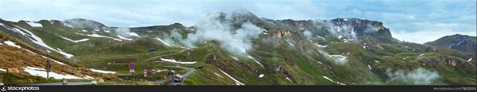 Summer Alps mountain (view from Grossglockner High Alpine Road). Four shots stitch image.