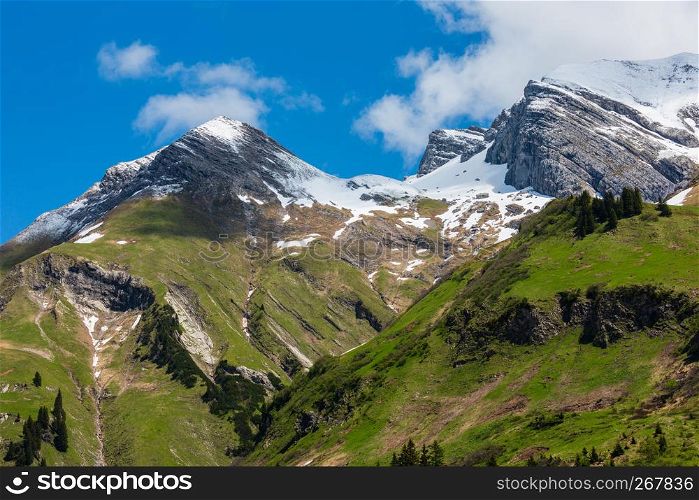 Summer Alps mountain view (Warth, Vorarlberg, Austria).