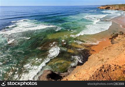 Summer Atlantic ocean coast landscape and Monte Clerigo beach (Aljezur, Algarve, Portugal).