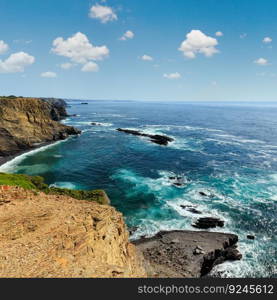 Summer Atlantic ocean coast landscape (near Monte Clerigo beach, Aljezur, Algarve, Portugal).