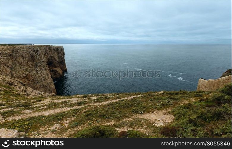Summer Atlantic rocky coast (Cape St. Vincent, Sagres, Algarve, southern Portugal).