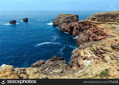 Summer Atlantic rocky coast view, Aljezur, Algarve, Costa Vicentina, Portugal.