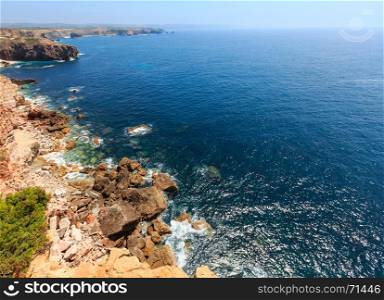 Summer Atlantic rocky coast view, Aljezur, Algarve west, Costa Vicentina, Portugal.