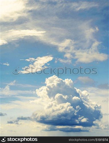 Summer background blue. Sky and clouds. Bright air summer background. Summer background blue