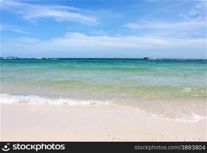 summer beach sea view with wave in Thailand