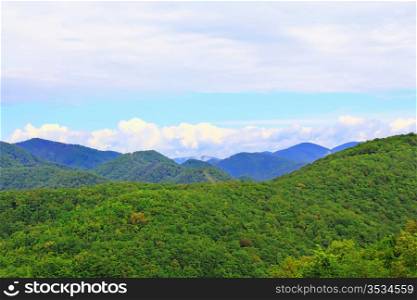 Summer beautiful landscape with Caucasus green mountains