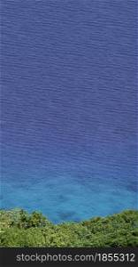 summer blue sea vertical background (9:16 ratio). beautiful coastline with green tree.holiday vacation backdrop
