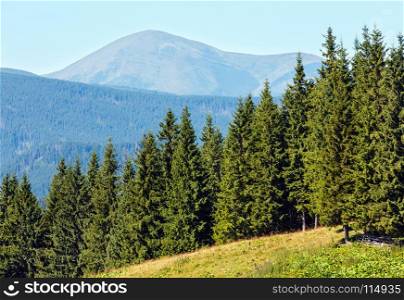 Summer Chornohora mountain ridge view from Vesnjarka plateau (Carpathians, Ukraine).