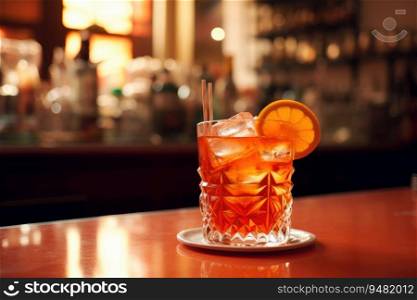 Summer citrus cold alcohol drink Aperol Spritz.