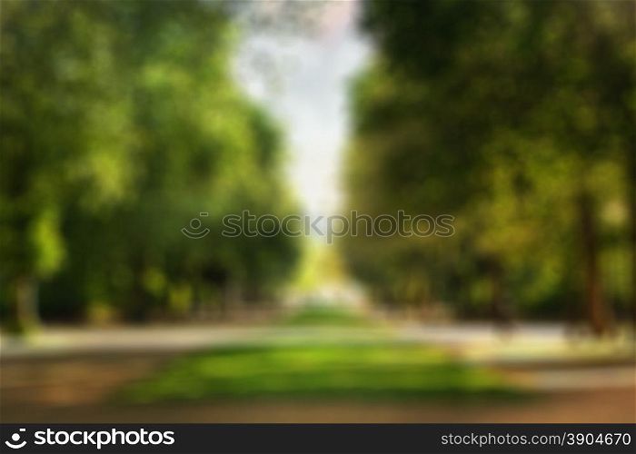 Summer city park blurred background with bokeh. Summer city park blurred background