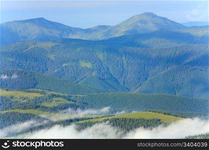 summer cloudy mountain landscape (Ukraine, Carpathian Mountains)