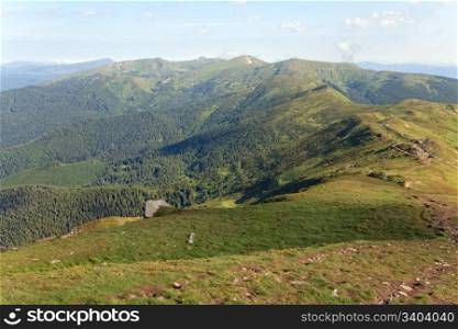 summer cloudy mountain landscape (Ukraine, Carpathian Mountains)