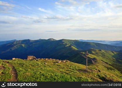 summer cloudy mountain landscape (Ukraine, Carpathian Mountains)