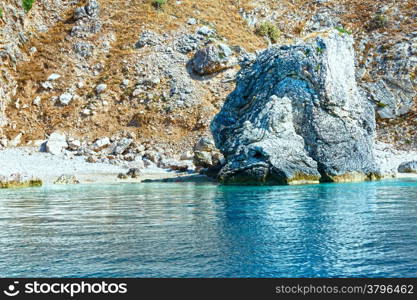 Summer coast view from motorboat (Kefalonia, not far from Agia Effimia, Greece)