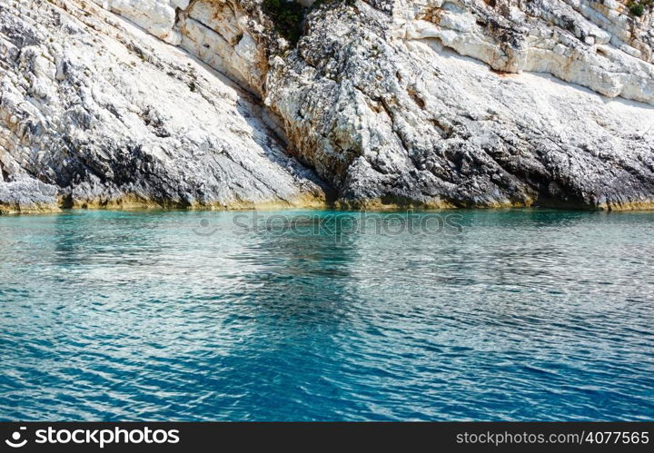 Summer coast view from motorboat (Kefalonia, not far from Agia Effimia, Greece)