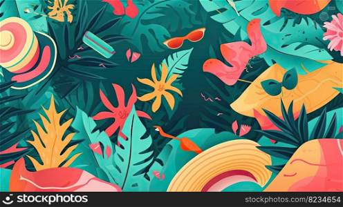Summer colors. Tropical leaves wallpaper. Generative AI