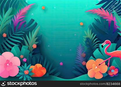 Summer colors. Tropical leaves wallpaper. Generative AI