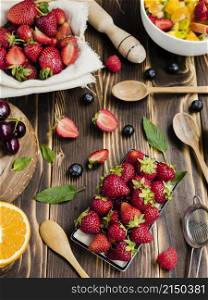 summer composition with delicious berries table